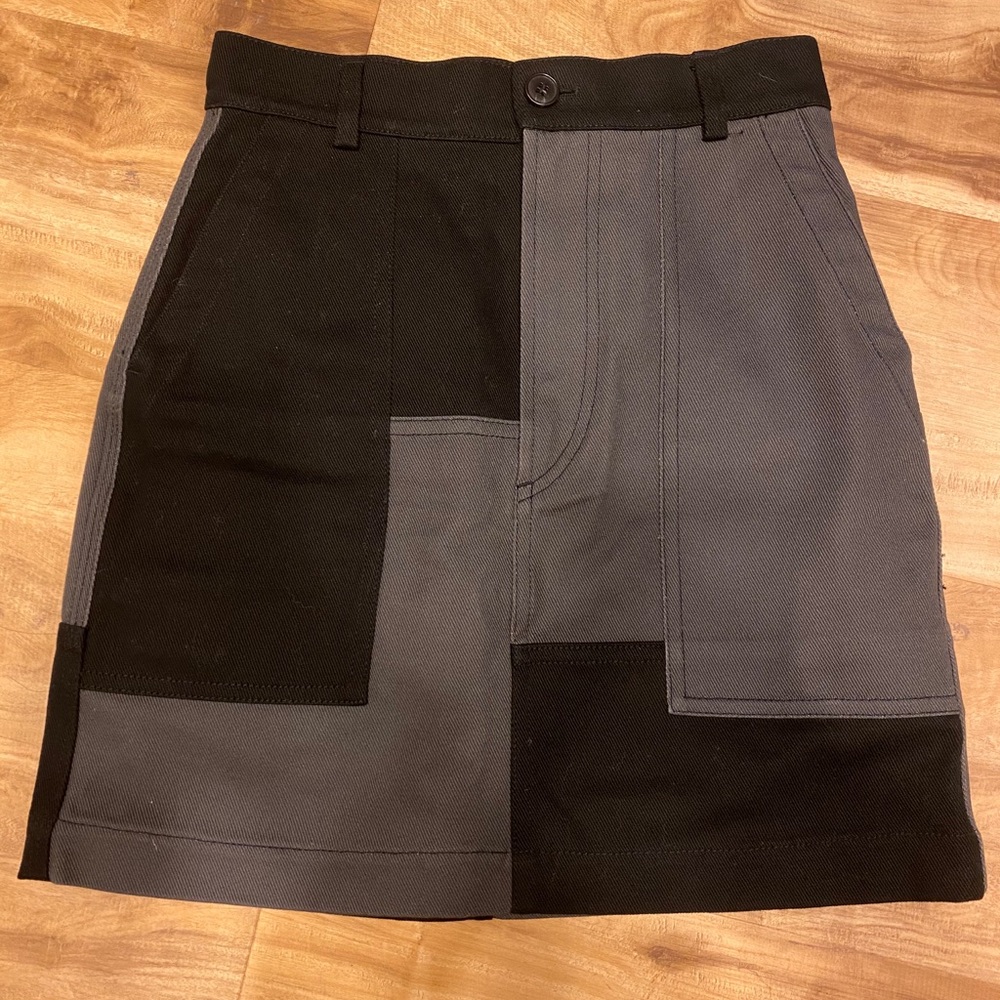NWOT Patchwork Cotton Twill Mini Skirt